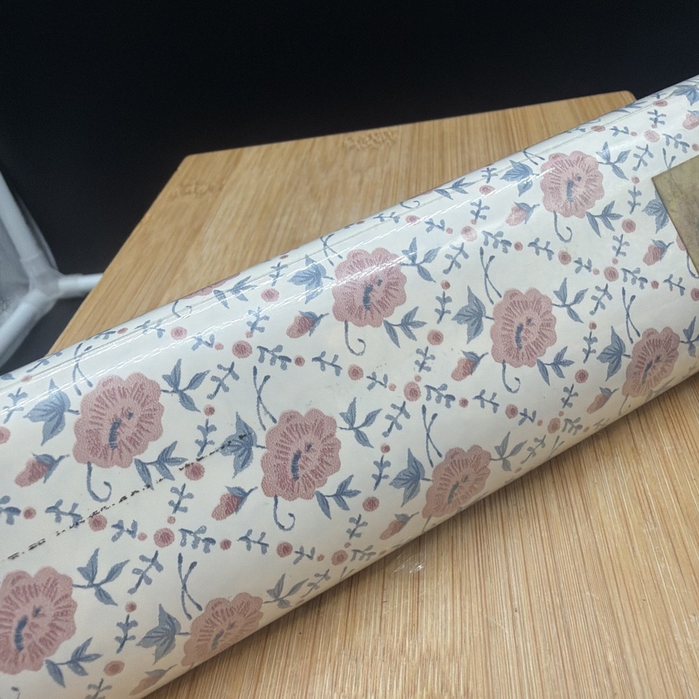 Vtg Magic Cover Drawer Shelf Liner Self Adhesive 3 Yds Blue Pink Floral Cottage